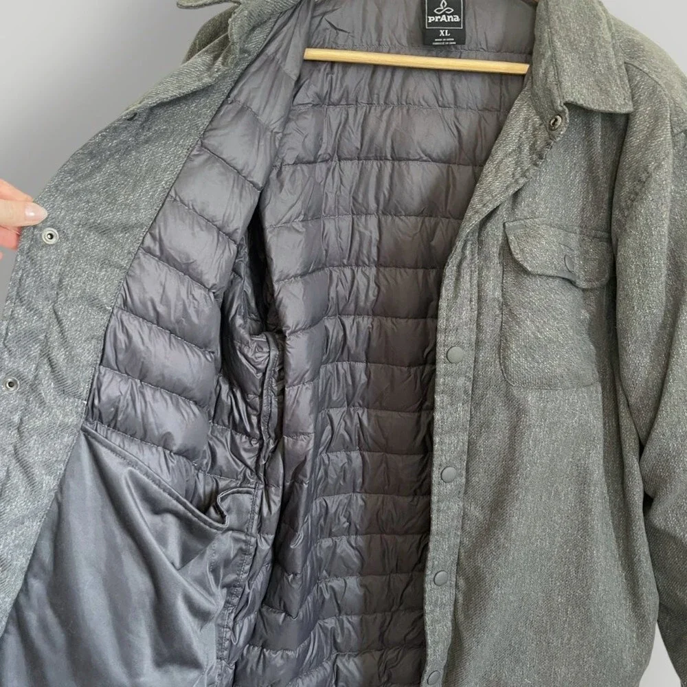 Men's Prana Button Down Showdown Shirt Charcoal Jacket XL - Picture 7 of 9
